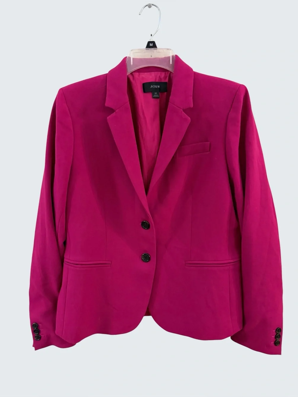 J Crew fushcia double button lined blazer
